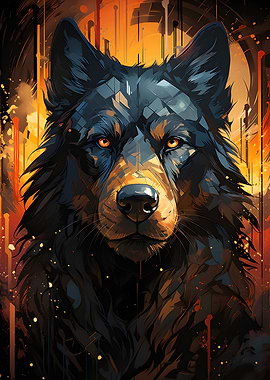 Black Wolf Painting
