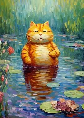 Fat Cat in a lake