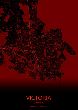 Victoria Canada Red Map