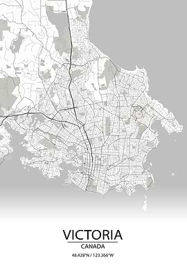Victoria Canada White Map