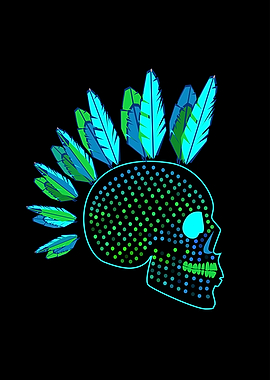 Punk skull neon green colo