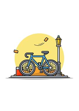 Bike in Park with Street