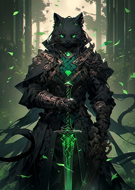 Green Blade Ronin Cat