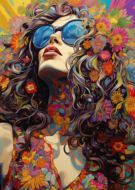 Hippie girl enjoying the s