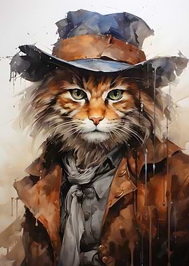 Cowboy Cat Painting