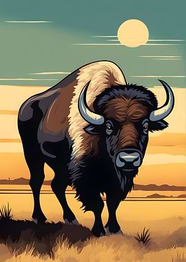 Buffalo Roaming the Plains