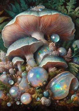 Mushrooms and opal