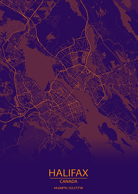 Halifax Canada Purple Map