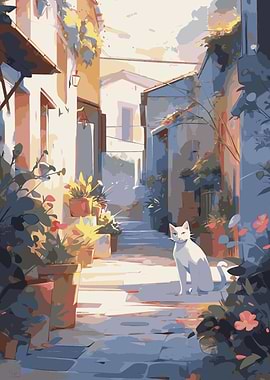 Anime Dreamy Pastel Cat