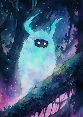 Cute watercolor monster