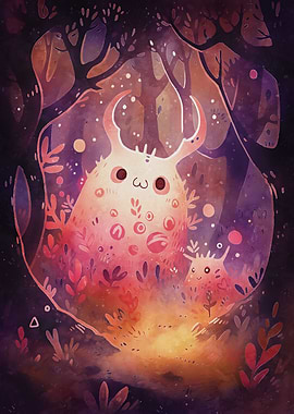 Cute watercolor monster