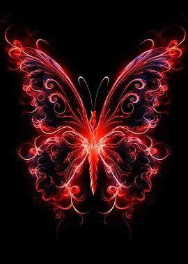Neon Red Butterfly