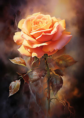 Peach Rose Painting