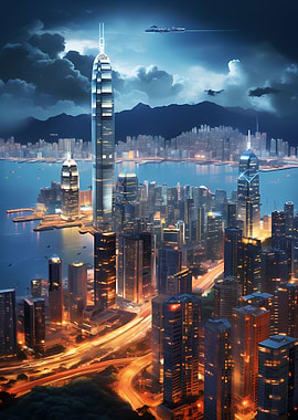 Hong Kong China Skyline
