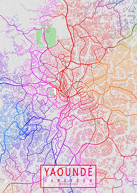Yaounde City Map Colorful