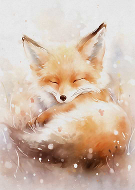 Cute watercolor fox