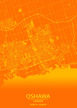 Oshawa Ontario Orange Map