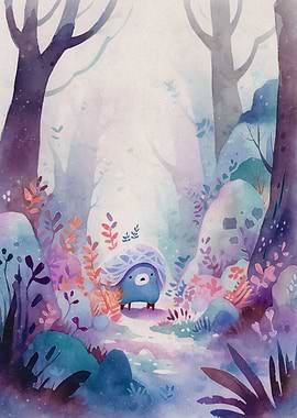 Cute watercolor monster