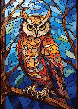 Owl Stained Glass