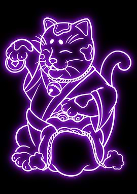 neon lucky cat