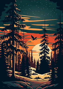 Retro Landscape Painting