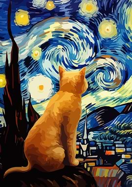 Starry Night Cat