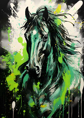 Horse in Black and Green