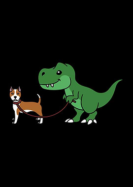 Amstaff Dog T Rex Dinosaur