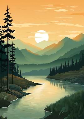 sunrise over the lake