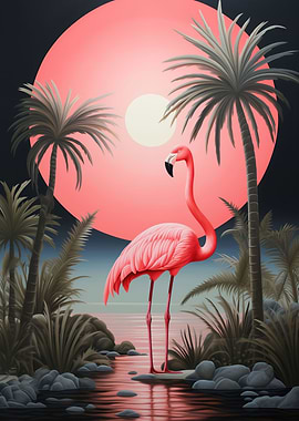 Pink Flamingo Landscape 01