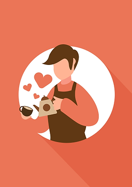 A barista pouring a coffee