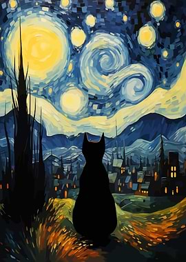 Starry Night Cat