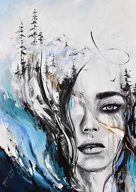 Abstract artwork mountain