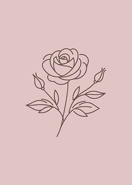 Pair of Roses Line Art