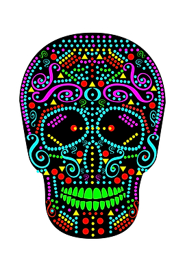 Neon color skull with dots