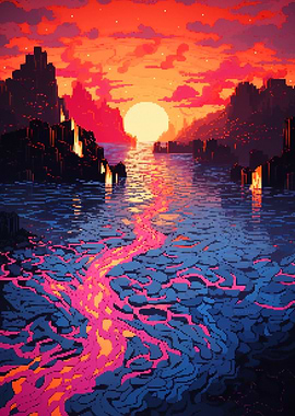 Volcano Flow Pixel Art