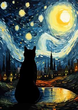 Starry Night Cat