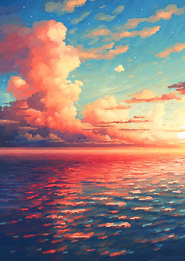 Lofi Evening Sky Pixel Art