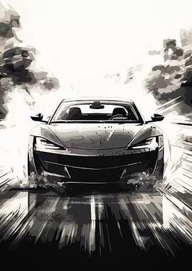 Racing Car Sketch Art