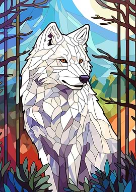 Cool Wolf Stained Glass