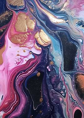Gold Colorful Acrylic Pour