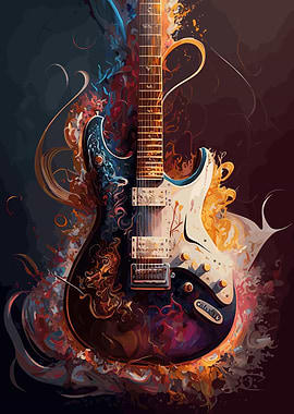 Electric Guitar Oil Paint