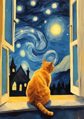 Starry Night Cat