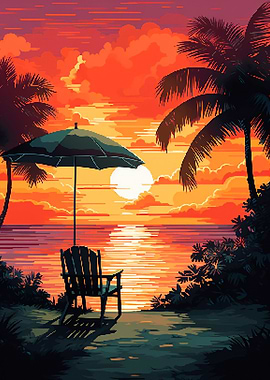 Beach Vacation Pixel Art