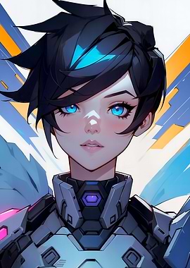 Girl in cybernetic armor