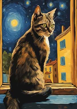 Starry Night Cat