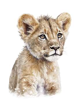 Baby Lion Cub Watercolor
