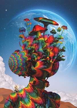 Psychedelic floral head