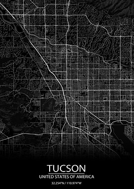 Tucson Arizona Black Map