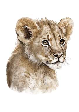 Baby Lion Cub Watercolor